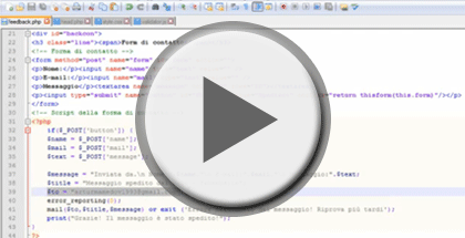 Screenshot della VideoLezione Form di contatto (Invio con PHP)
