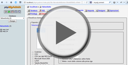 Immagine che rappresenta il video: Esportazione/Importazione Database